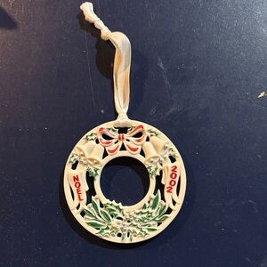 Wedgewood 2002 Holiday Wreath Ornament with Red and Green Accents